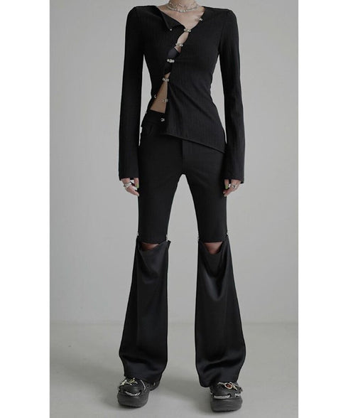 Asymmetric Cut-Out Hook Cardigan